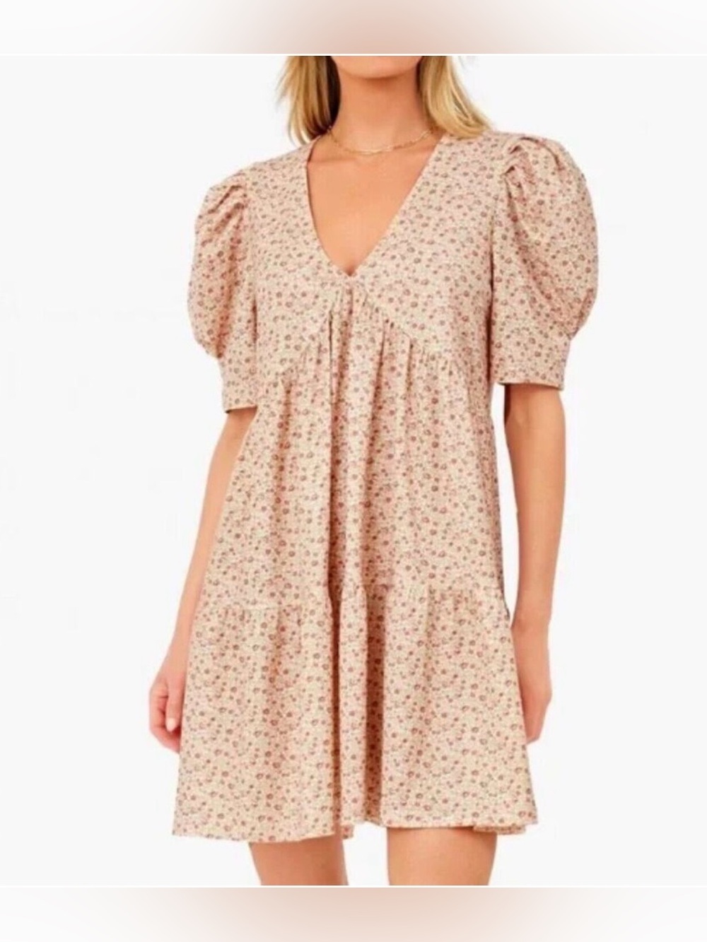 Hyacinth House Tuckernuck Floral Puff Sleeve Follie Mini Dress Cottagecore M
